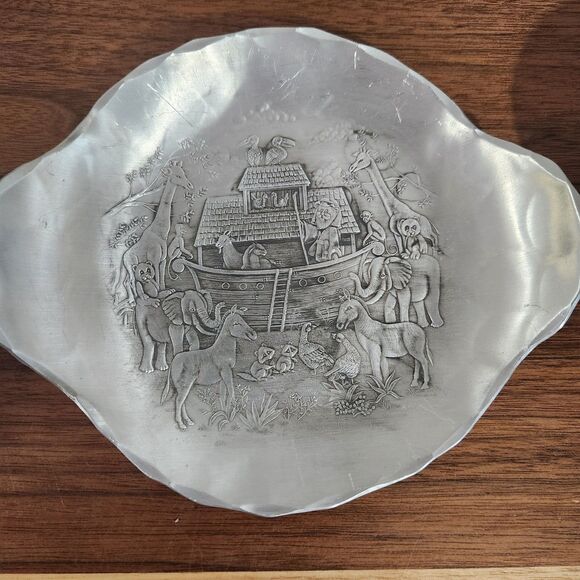 Wendell August Noahs Ark Trinket Box With Lid Trinket Plate Dish Forged Metal - Picture 2 of 11